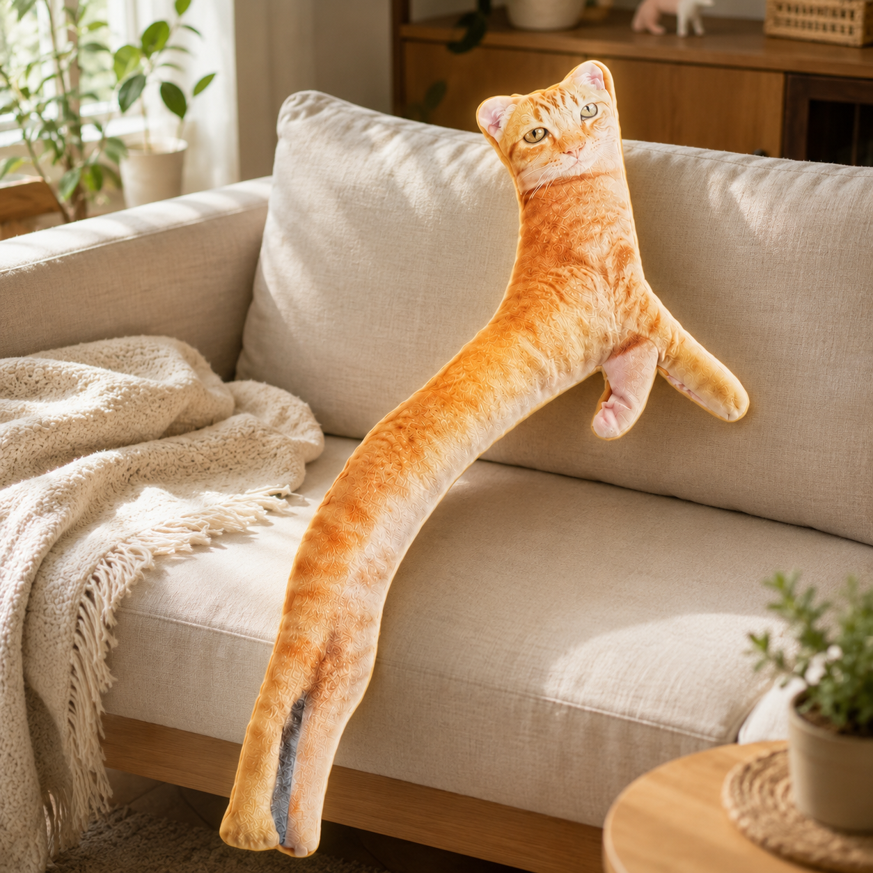 Pillow Cat draped across a sofa